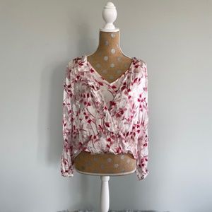 WHBM Pink & White Silk Blouse Size Small